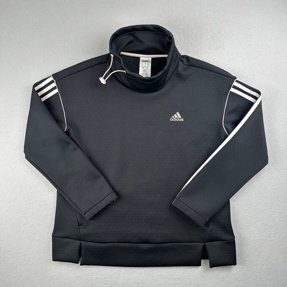 Adidas Aeroready Pullover Womens M Black Funnel Neck 3-Stripe GL2196 Sweatshirt
